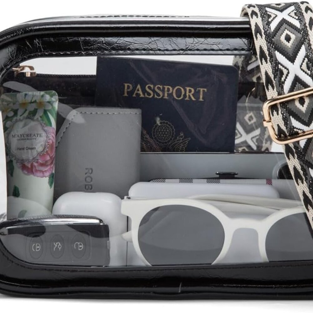 Environmentally Friendly Clear Bag for Events - Compact 9.8in Crossbody Design